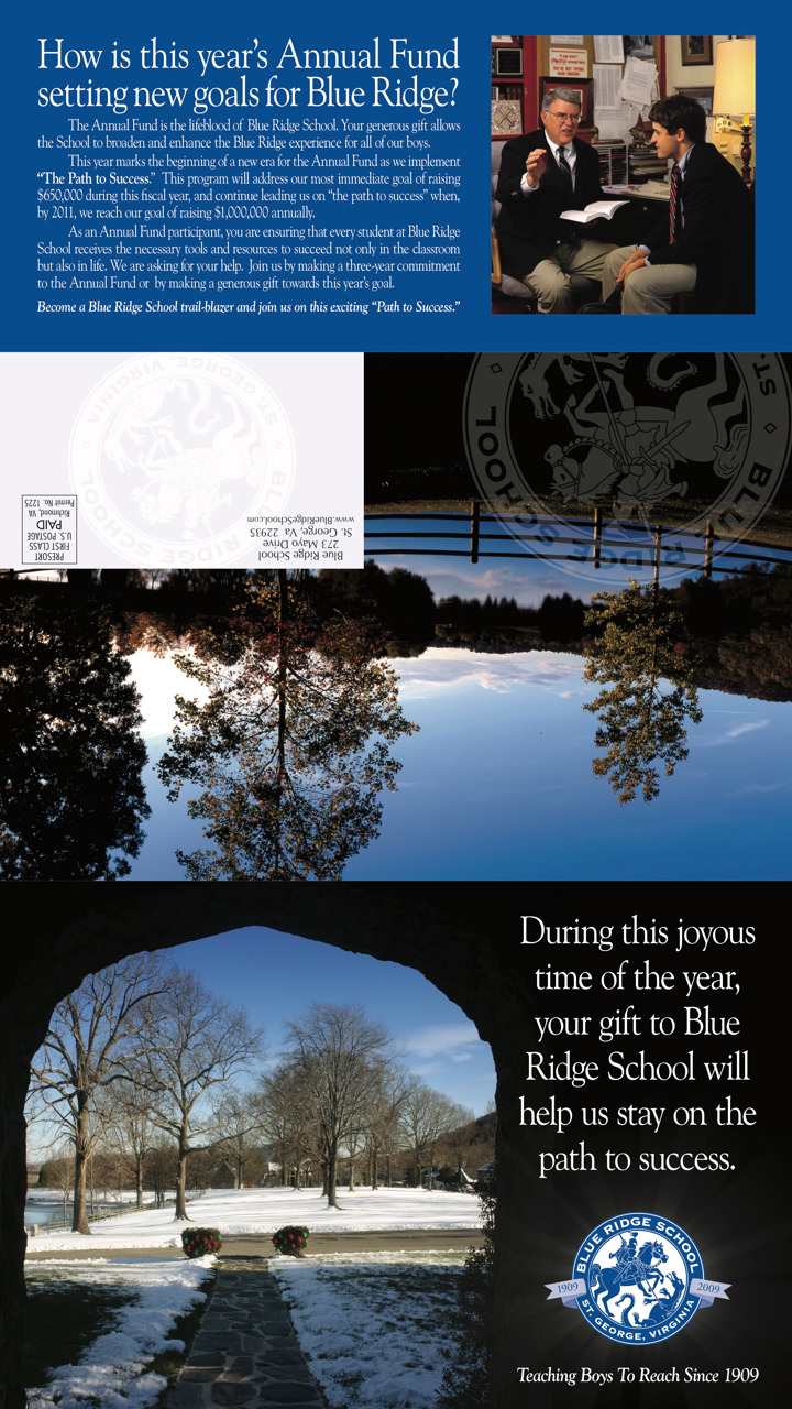 Blue Ridge School Annual Giving Direct Mail Print Side 1
