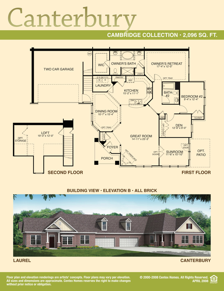 Centex Homes Canterbury Floor Card Print Side 2