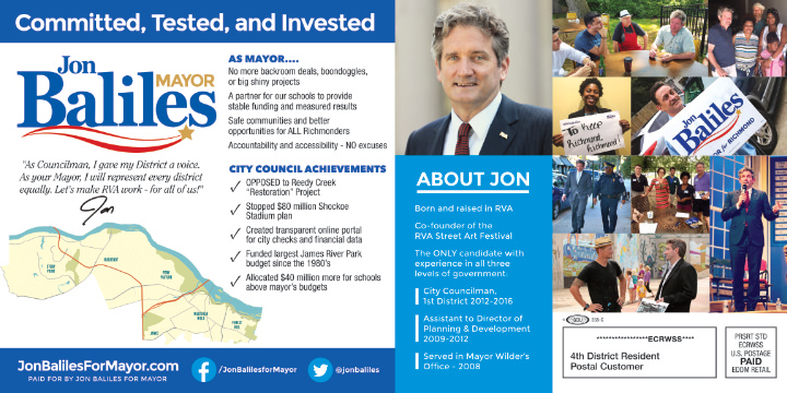Jon Baliles for Mayor Jon Baliles 2016 Mayor Direct Mail Print Side 2