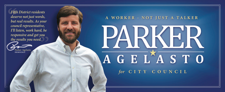 Parker Agelasto for City Council Parker Agelasto 2012 Palm Card Print Side 1