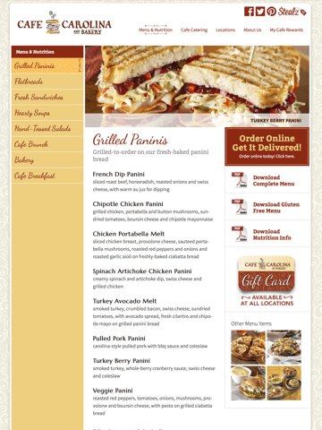 Cafe Carolina and Bakery Website Development